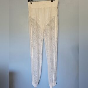 JW Signature Mesh Cover-up Jogger Pants Cream Size Large